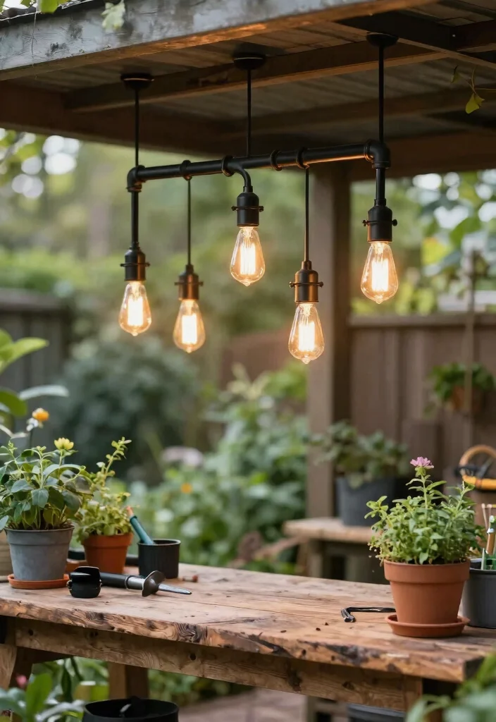 14 Rustic Ceiling Light Ideas That Work on a Tight Budget - 11. Industrial Pipe Lights 1