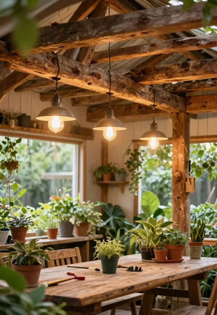 14 Rustic Ceiling Light Ideas That Work on a Tight Budget - 2. Reclaimed Wood Beams 1