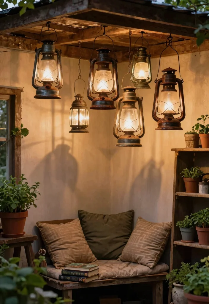 14 Rustic Ceiling Light Ideas That Work on a Tight Budget - 3. Vintage Lanterns 1