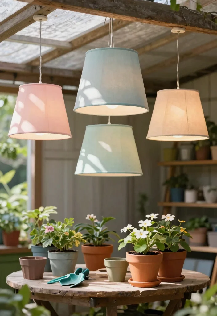 14 Rustic Ceiling Light Ideas That Work on a Tight Budget - 9. Upcycled Lamp Shades 1