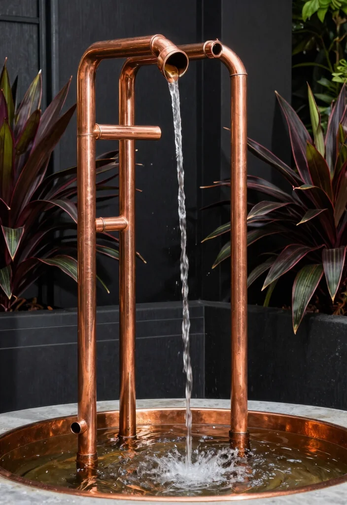 14 Tabletop Water Fountain Ideas That Run Quiet Indoors - 10. Copper Tube Fountain 1