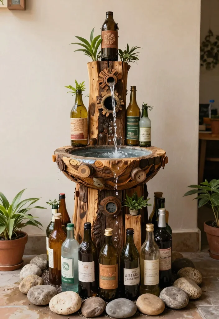 14 Tabletop Water Fountain Ideas That Run Quiet Indoors - 14. Recycled Material Fountain 1