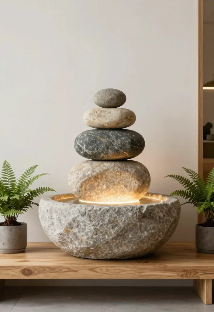 14 Tabletop Water Fountain Ideas That Run Quiet Indoors - 2. Modern Zen Stone Fountain 1