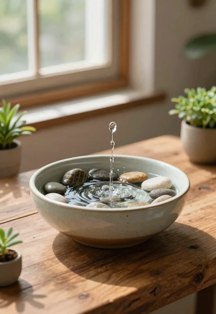 14 Tabletop Water Fountain Ideas That Run Quiet Indoors - 3. Ceramic Bowl Fountain 1