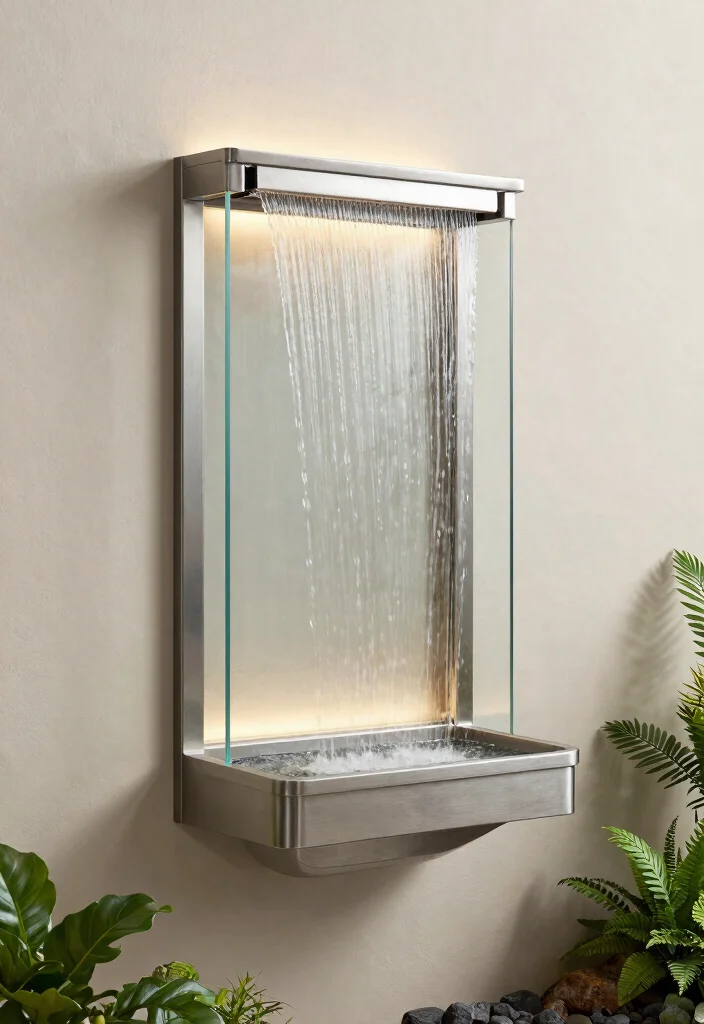 14 Tabletop Water Fountain Ideas That Run Quiet Indoors - 4. Wall-Mounted Waterfall Fountain 1