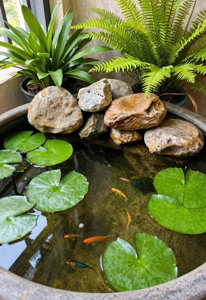 14 Tabletop Water Fountain Ideas That Run Quiet Indoors - 8. Indoor Pond Fountain 1