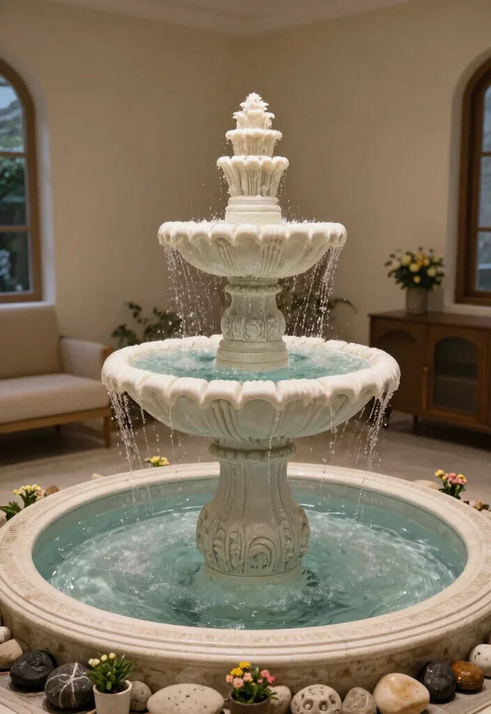 14 Tabletop Water Fountain Ideas That Run Quiet Indoors - 9. Tiered Fountain 1