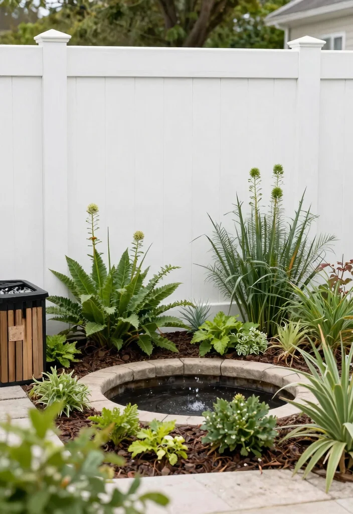 14 White Fence Backyard Ideas That Stay Clean-Looking Year-Round - 10. Eco-Friendly Garden Design 1