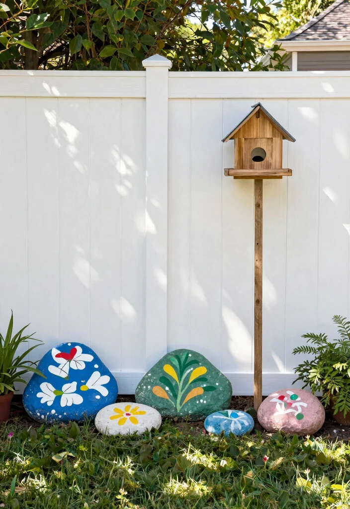 14 White Fence Backyard Ideas That Stay Clean-Looking Year-Round - 12. DIY Garden Decor 1
