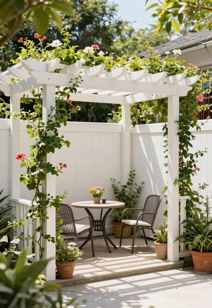 14 White Fence Backyard Ideas That Stay Clean-Looking Year-Round - 14. Shade Solutions 1