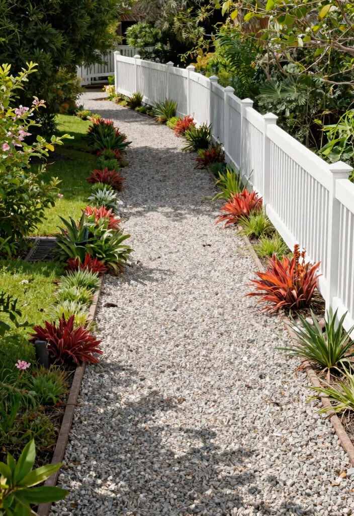 14 White Fence Backyard Ideas That Stay Clean-Looking Year-Round - 2. Gravel Pathways 1
