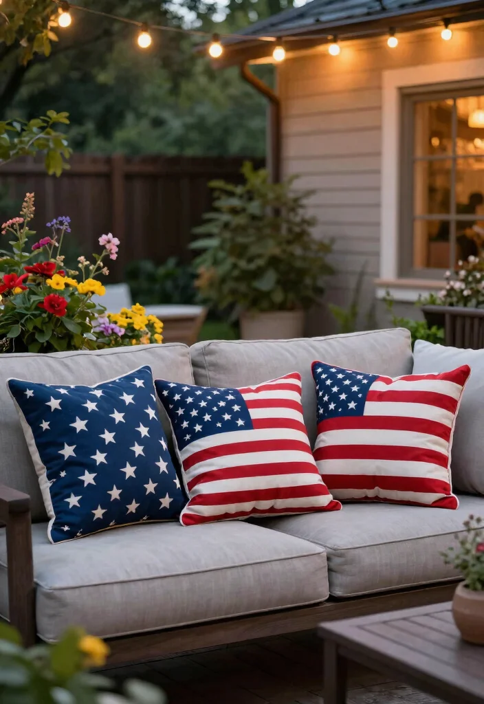 15 4th of July Decorations Outdoor Ideas That Stay Put in Wind - 6. Sturdy Outdoor Pillows 1