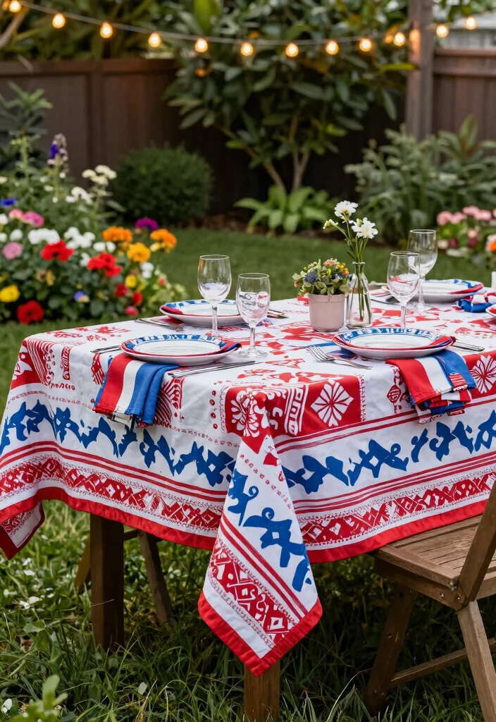 15 4th of July Decorations Outdoor Ideas That Stay Put in Wind - 7. Weighted Tablecloths 1
