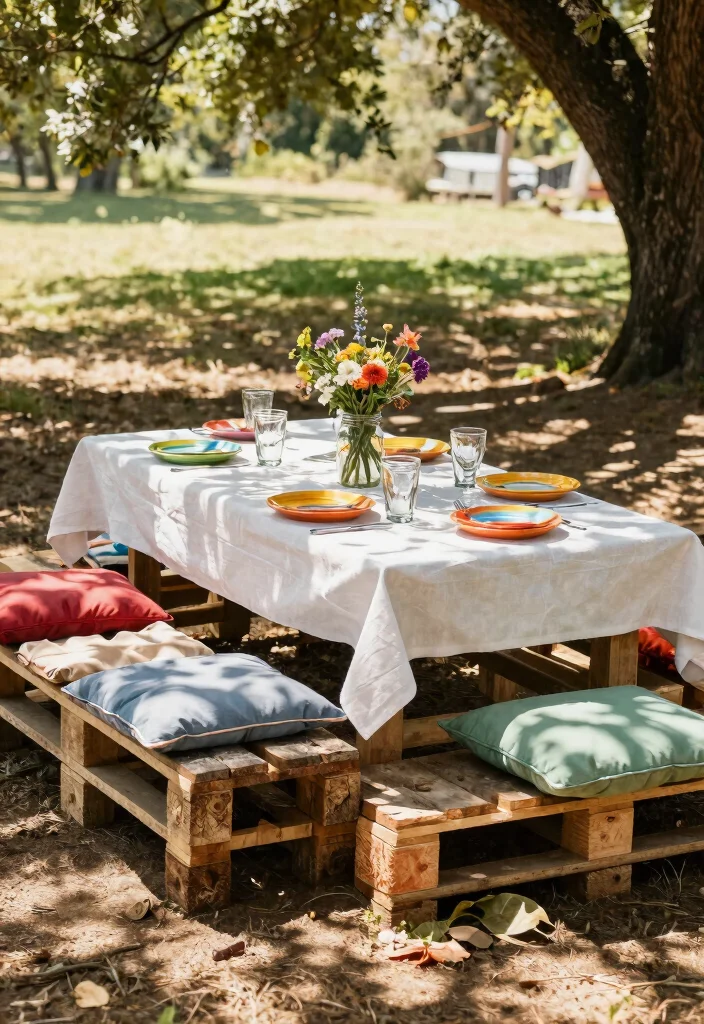15 Backyard Picnic Table Ideas That Seat More Than Four People - 1. Upcycled Pallet Table 1