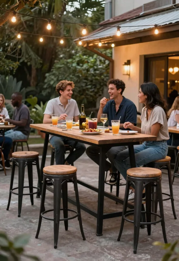 15 Backyard Picnic Table Ideas That Seat More Than Four People - 14. Bar Height Picnic Table 1