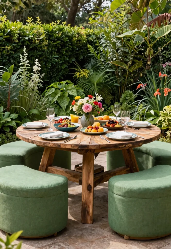 15 Backyard Picnic Table Ideas That Seat More Than Four People - 2. Circular Eco-Friendly Table 1