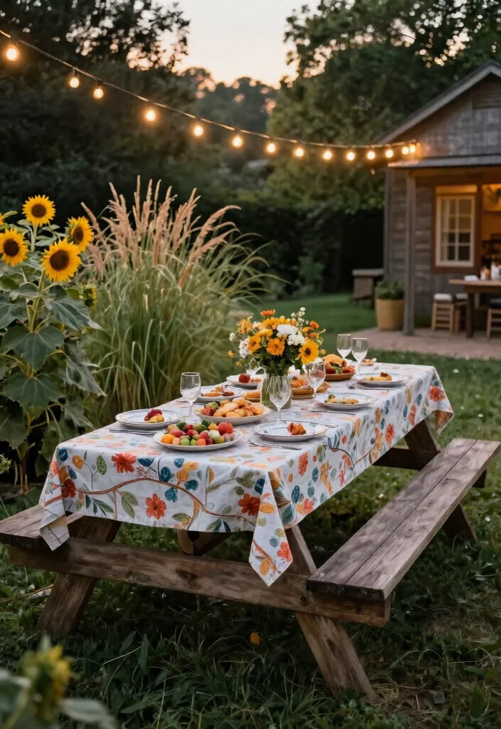 15 Backyard Picnic Table Ideas That Seat More Than Four People - 3. Long Farmhouse Table 1