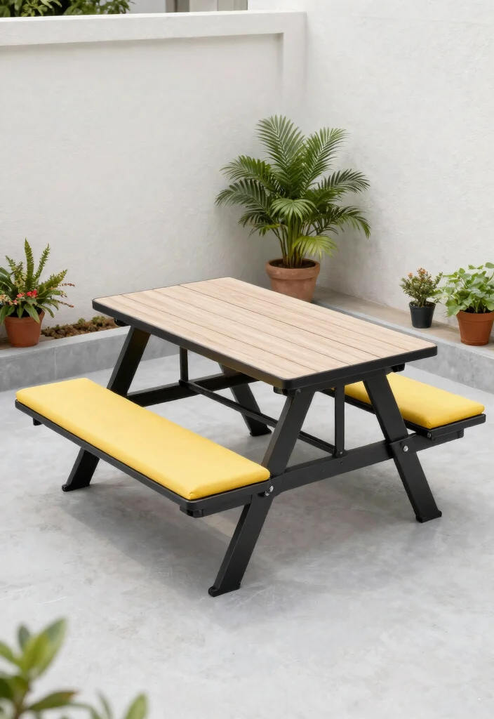 15 Backyard Picnic Table Ideas That Seat More Than Four People - 5. Convertible Table and Bench Set 1