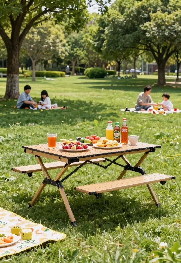 15 Backyard Picnic Table Ideas That Seat More Than Four People - 8. Folding Picnic Table 1