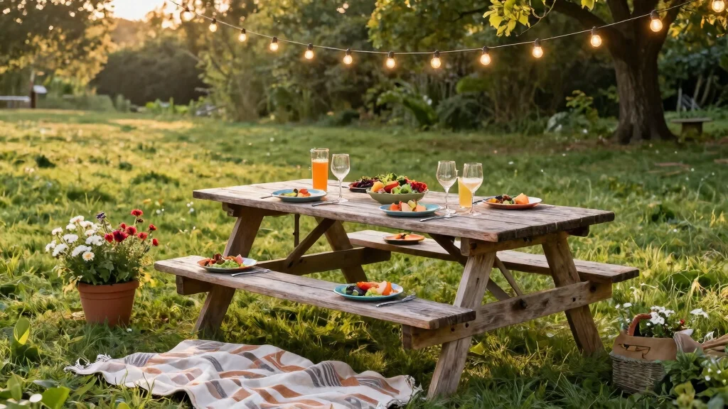 15 Backyard Picnic Table Ideas That Seat More Than Four People