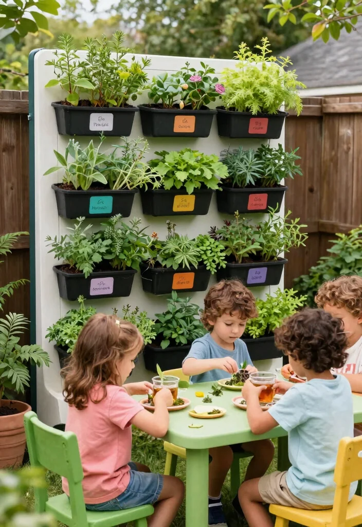 15 Backyard Playground Ideas for Small Yards With No Room to Spare - 9. Vertical Herb Garden Play Area 1