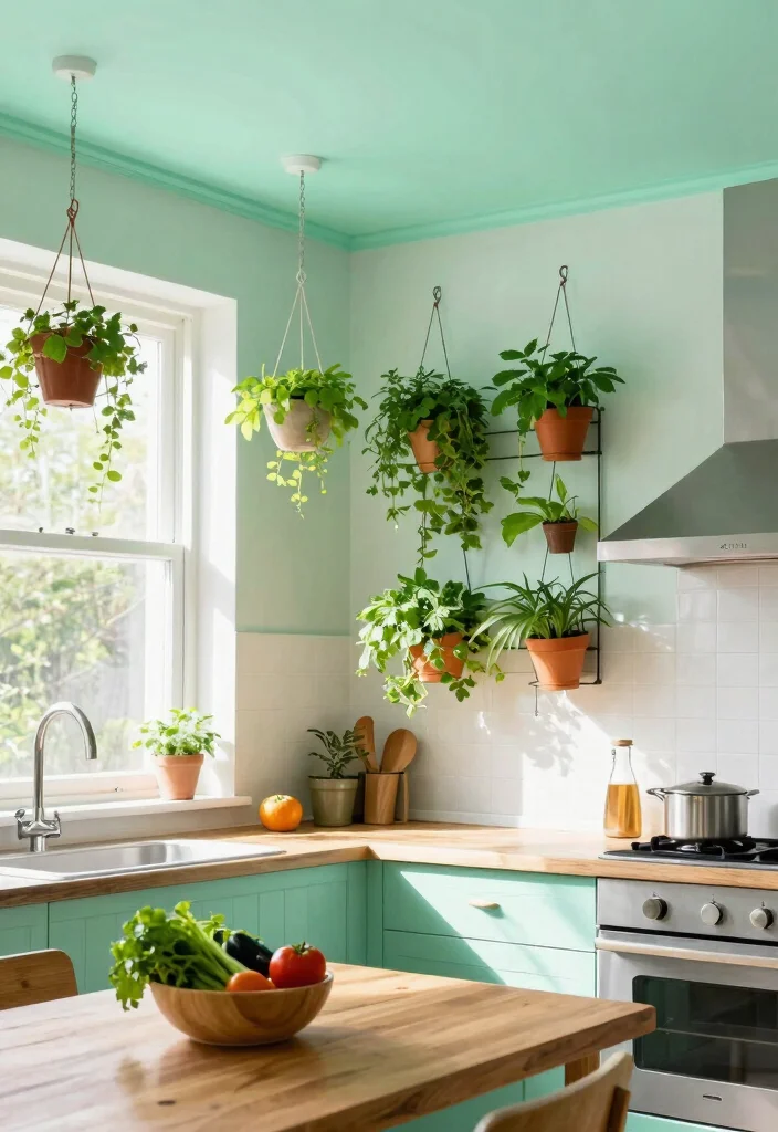15 Ceiling Paint Colors That Make Low Ceilings Feel Higher - 4. Light Mint Green 1