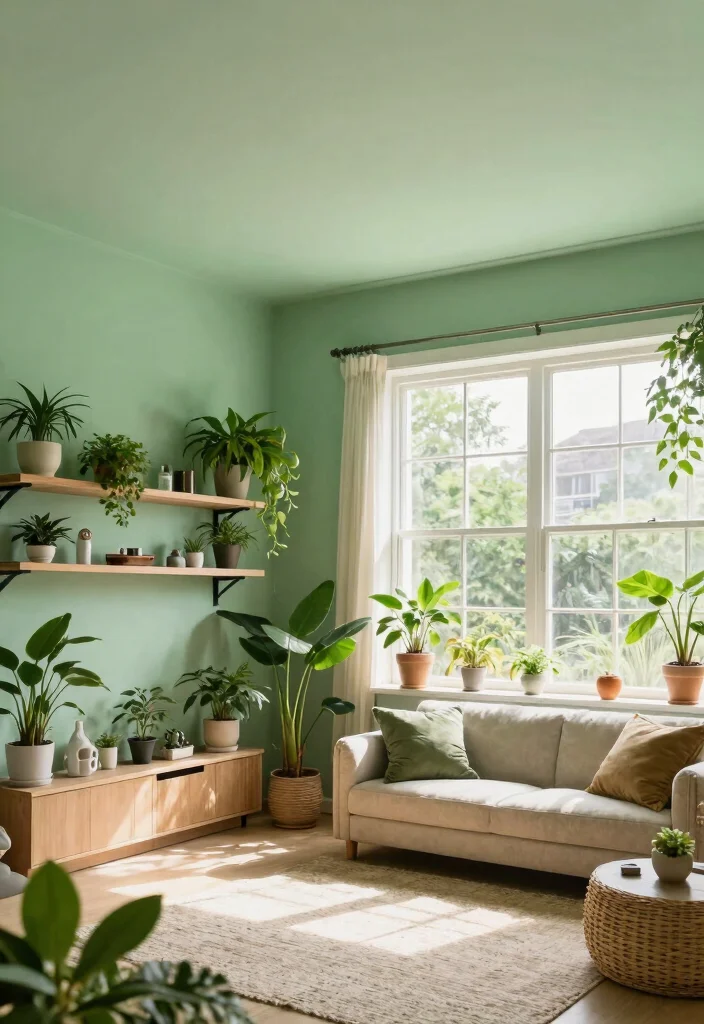 15 Ceiling Paint Colors That Make Low Ceilings Feel Higher - 9. Light Tea Green 1