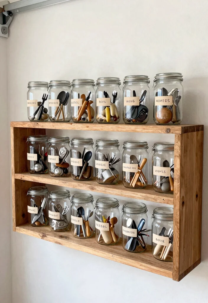 15 Outdoor Gear Organization Ideas for Tight Garages - 12. Use Clear Jars for Small Tools 1