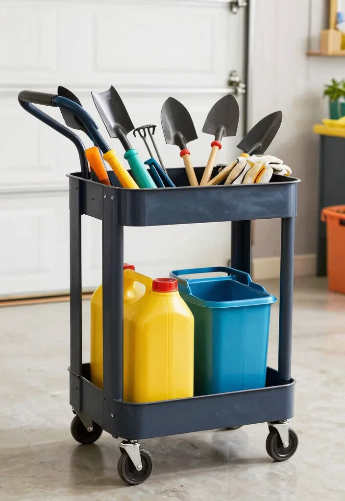 15 Outdoor Gear Organization Ideas for Tight Garages - 9. Create a Mobile Tool Cart 1