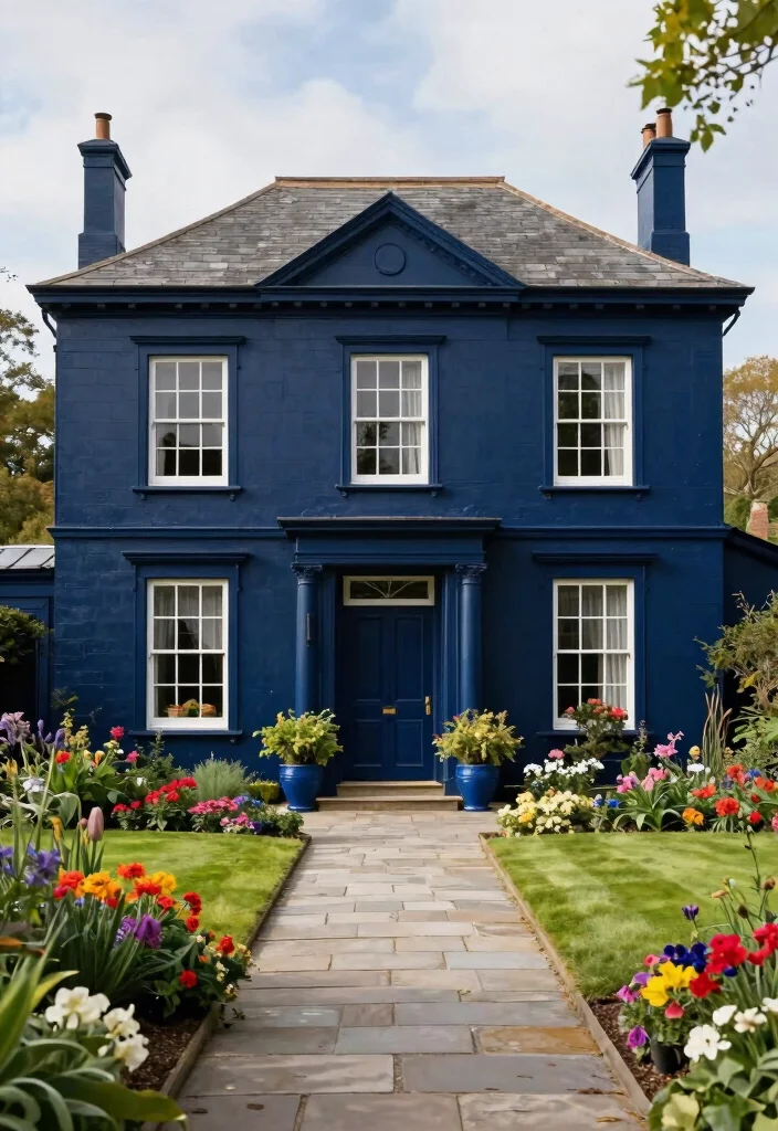 15 Outdoor House Paint Colors That Hide Dirt and Never Look Dated - 14. Classic Navy 1
