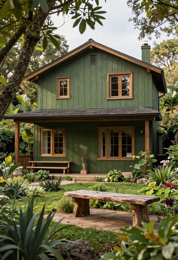 15 Outdoor House Paint Colors That Hide Dirt and Never Look Dated - 5. Olive Green 1