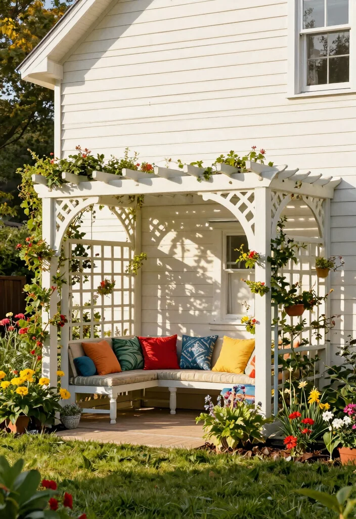 15 Outdoor Pergola Attached to House Ideas That Don't Damage Siding - 13. Trellis-Style Pergola 1