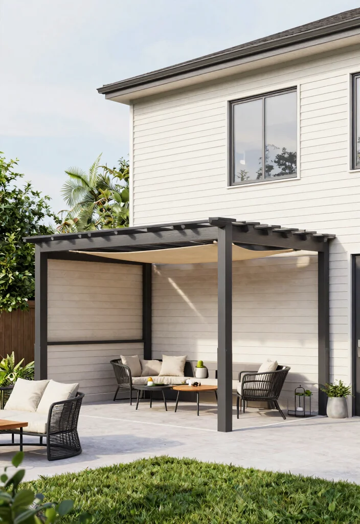 15 Outdoor Pergola Attached to House Ideas That Don't Damage Siding - 15. Customizable Modular Pergola 1