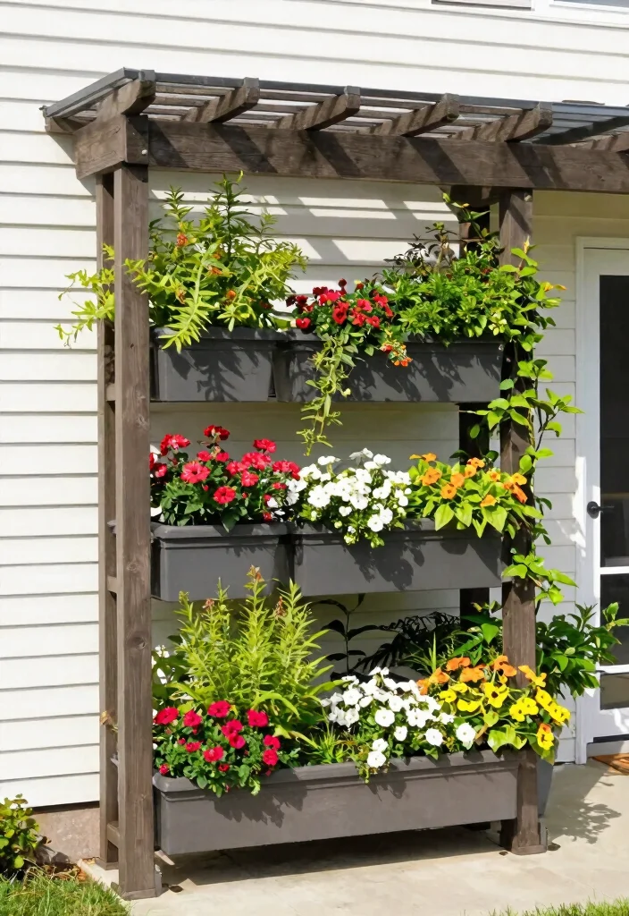 15 Outdoor Pergola Attached to House Ideas That Don't Damage Siding - 7. Vertical Garden Pergola 1