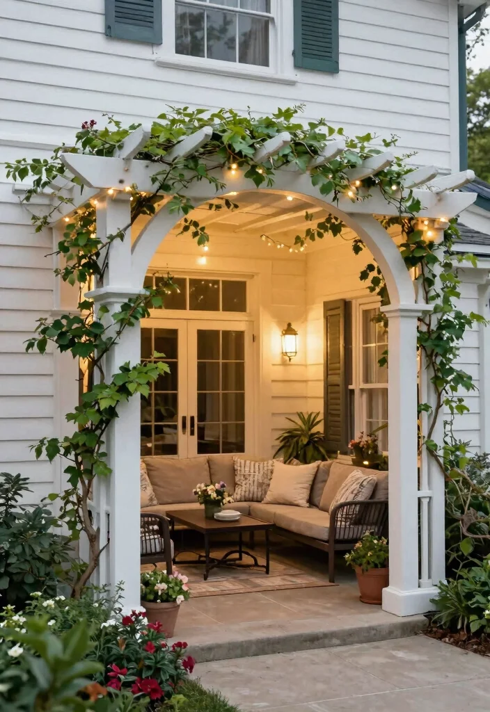 15 Outdoor Pergola Attached to House Ideas That Don't Damage Siding - 8. Arched Pergola 1