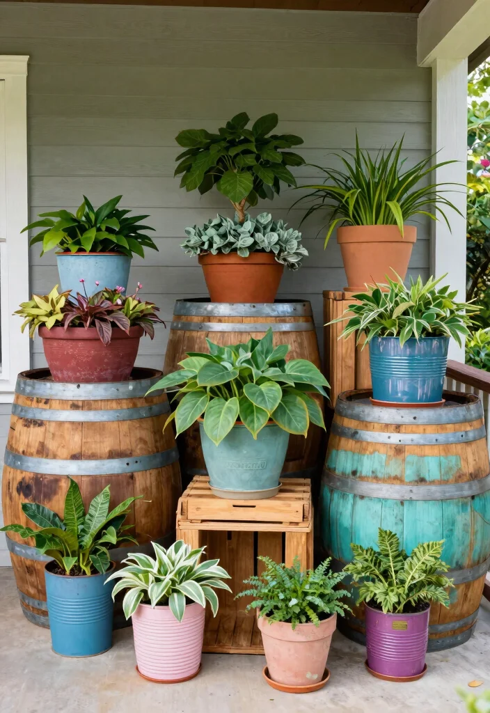 15 Shade Flower Pots Ideas for North-Facing Porches - 10. Creative DIY Container Gardens 1