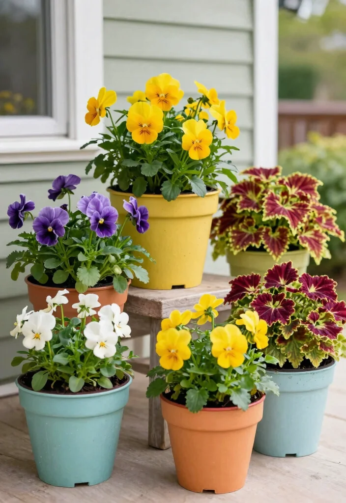 15 Shade Flower Pots Ideas for North-Facing Porches - 15. Seasonal Splendor with Temporary Pots 1