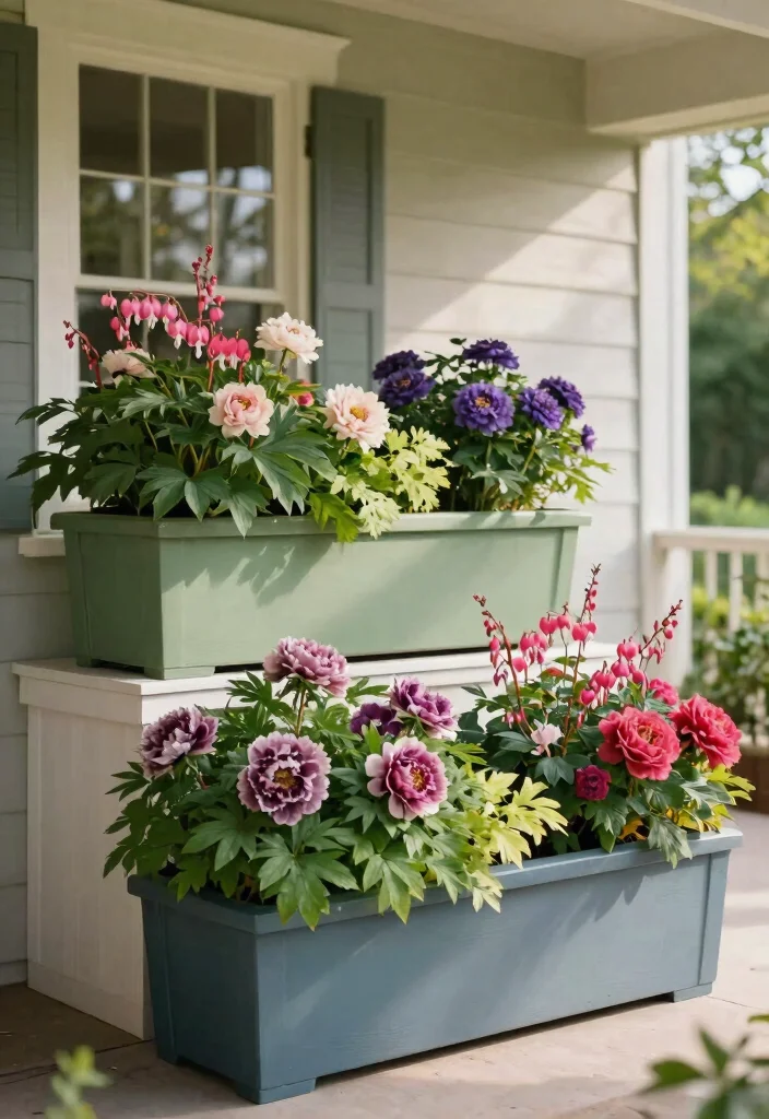 15 Shade Flower Pots Ideas for North-Facing Porches - 8. Elevated Elegance with Tiered Planters 1