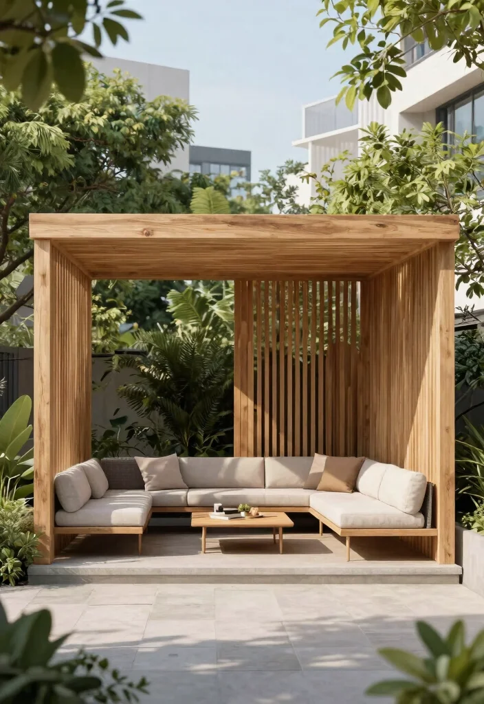 15 Wooden Pergola With Roof Ideas That Provide Full Shade and Rain Cover - 2. Modern Minimalism: Clean Lines and Open Design 1