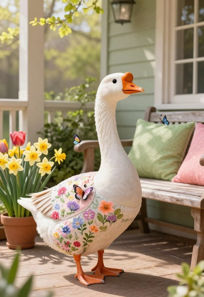 18 Porch Goose Clothes That Change With Every Season and Holiday - 1. Spring Blossom Delight 1