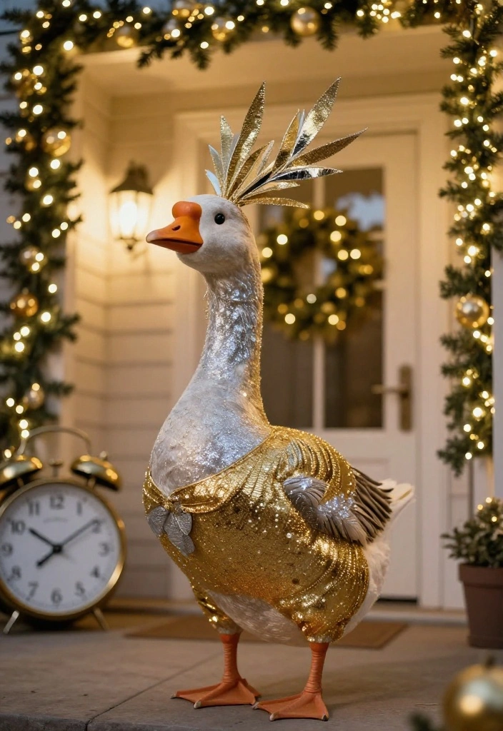 18 Porch Goose Clothes That Change With Every Season and Holiday - 14. New Year's Glamour 1