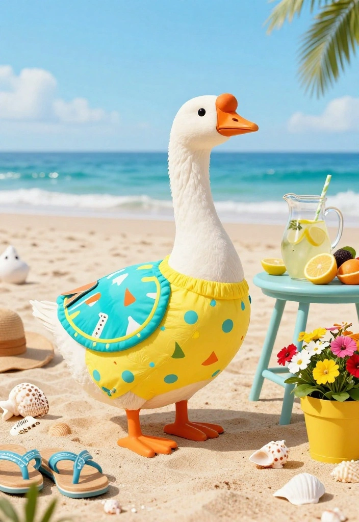 18 Porch Goose Clothes That Change With Every Season and Holiday - 2. Summer Vibes with Bright Colors 1
