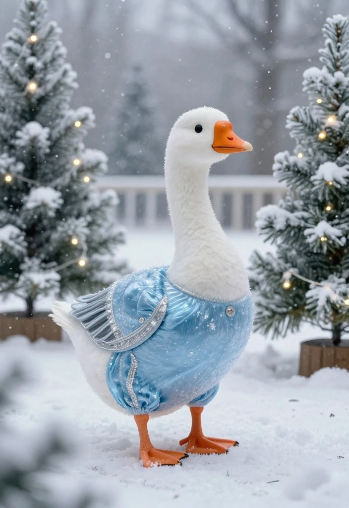 18 Porch Goose Clothes That Change With Every Season and Holiday - 5. Winter Wonderland Elegance 1