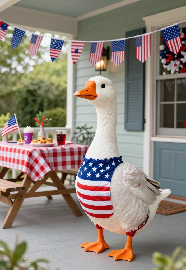 18 Porch Goose Clothes That Change With Every Season and Holiday - 7. Patriotic Spirit for Independence Day 1