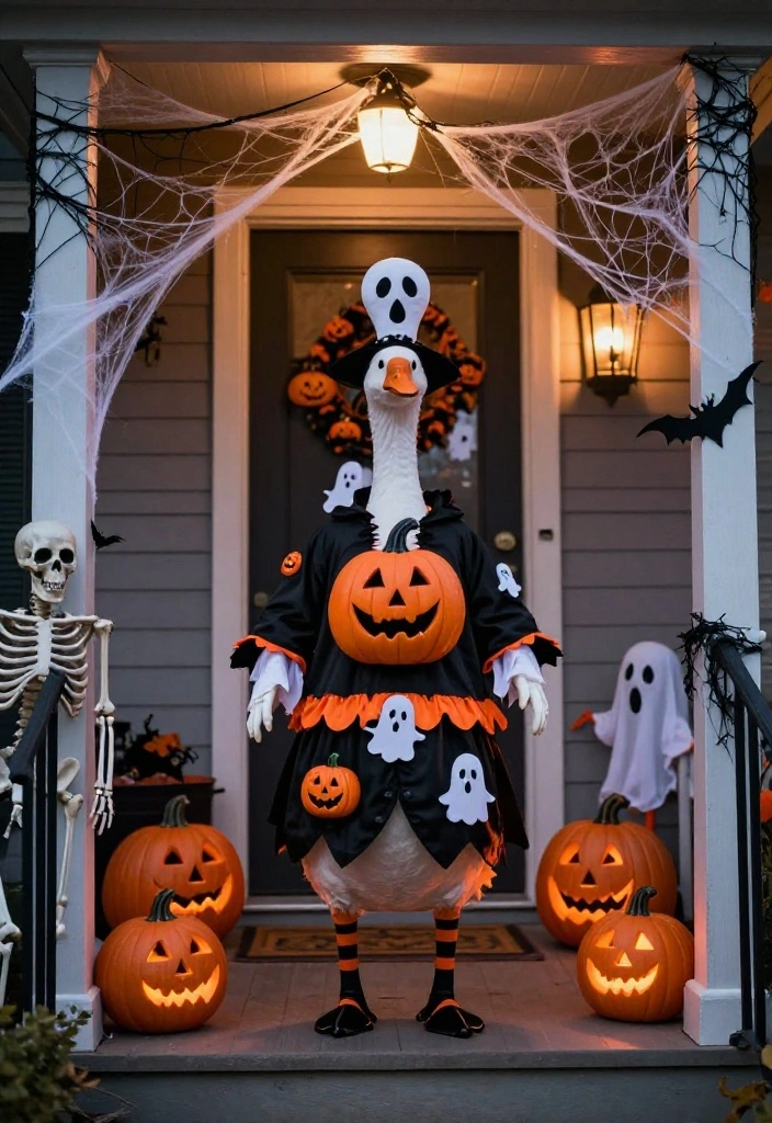 18 Porch Goose Clothes That Change With Every Season and Holiday - 8. Halloween Spooktacular 1