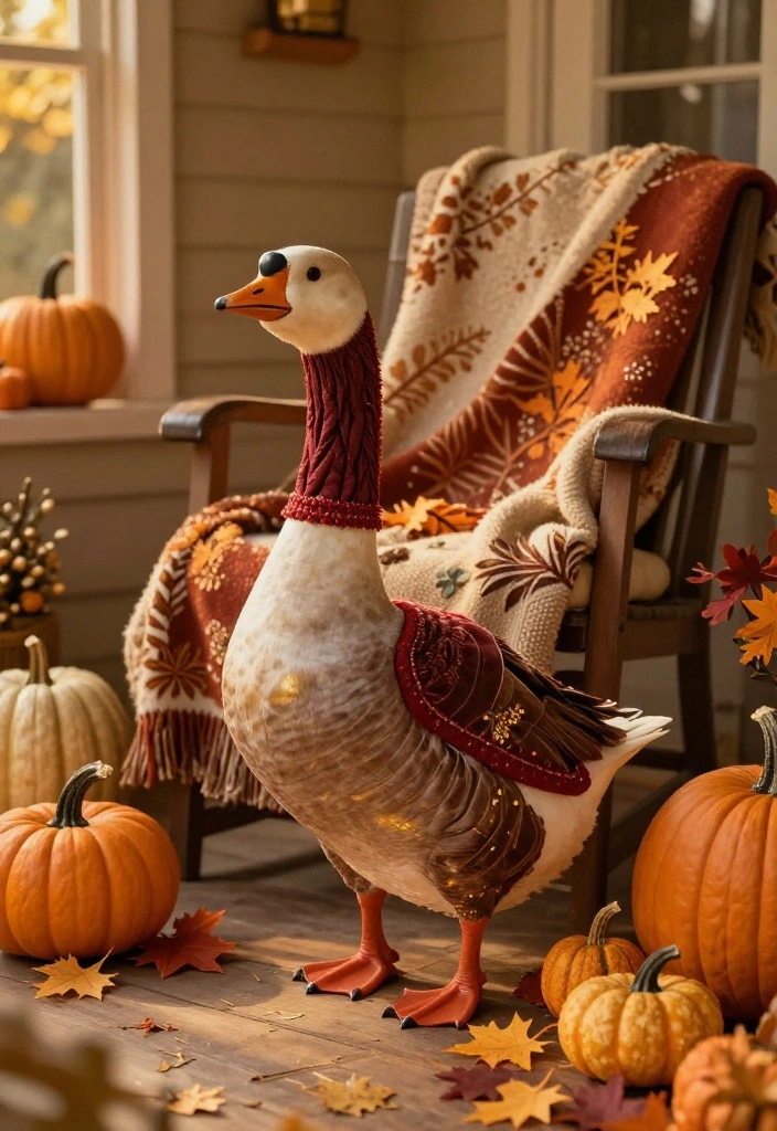 18 Porch Goose Clothes That Change With Every Season and Holiday - 9. Thanksgiving Harvest Celebration 1