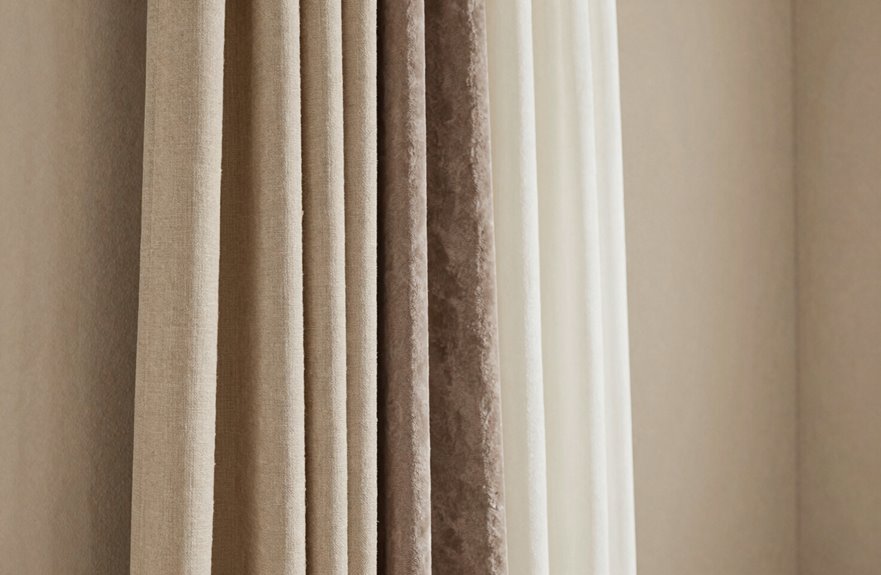 What Color Curtains Work Best? 2 beige curtains layered warmth