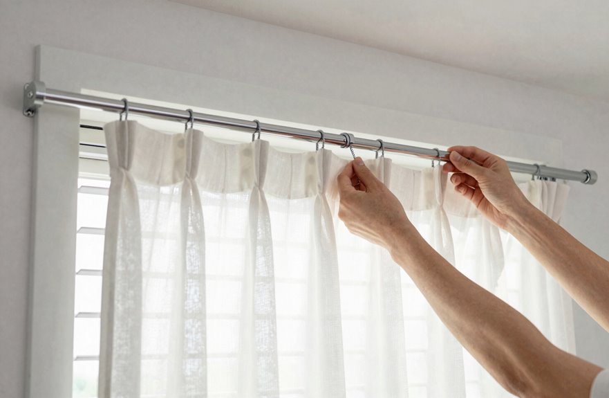 How to Put Curtains Over Blinds in 5 Steps 2 brackets depth projection clearance