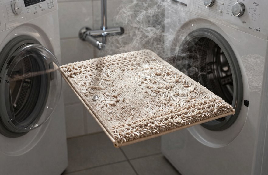 Can You Put Bathroom Rugs in the Dryer? 2 care labels guide rug drying