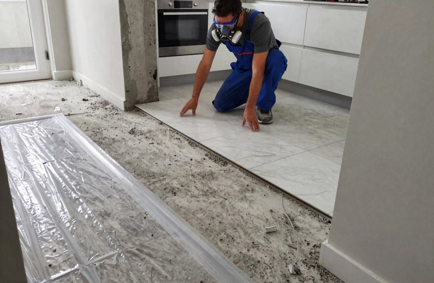 5 Steps to Remove Tile From Concrete Floor 2 contain concrete dust containment protocols